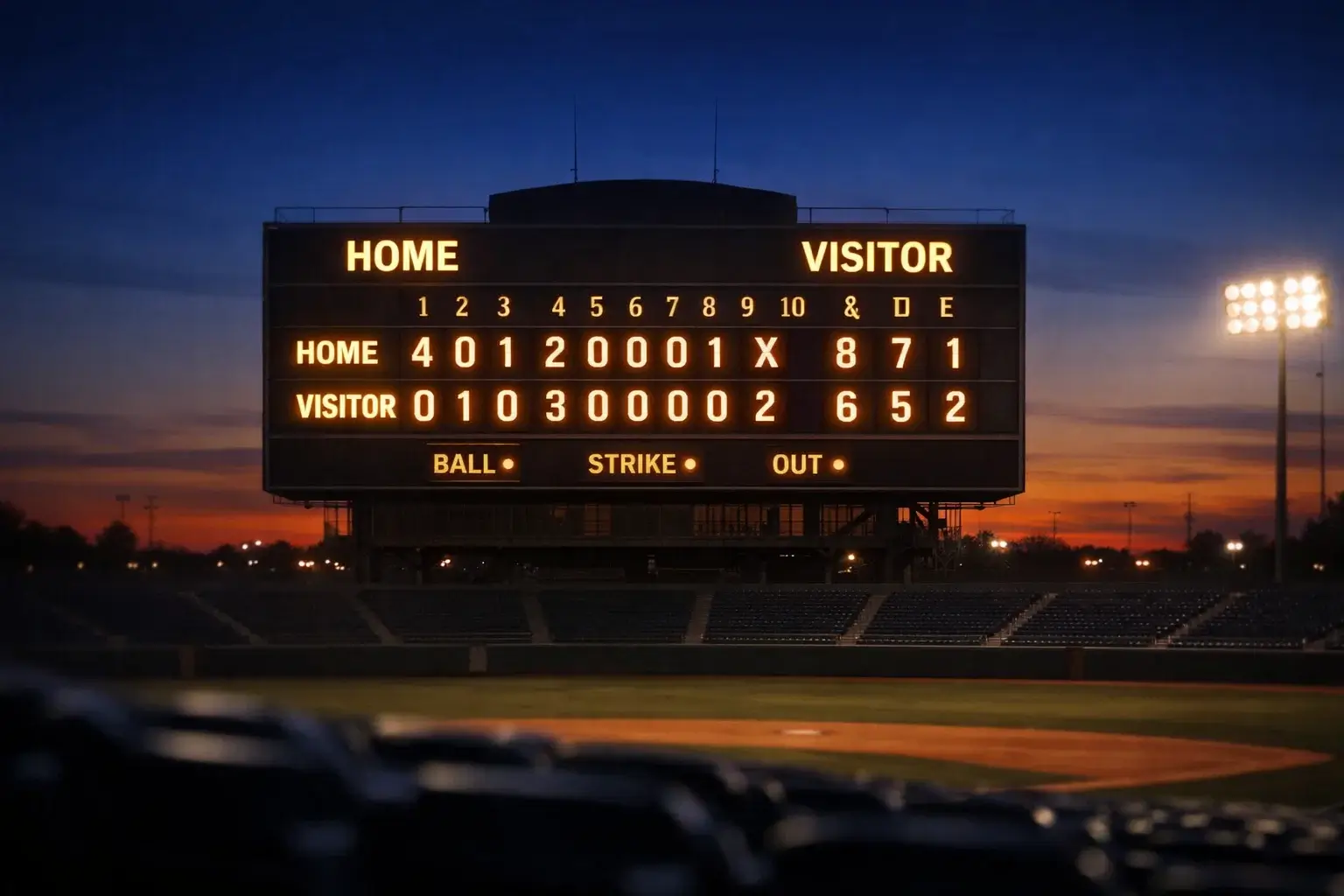 Moneyline wedden bij honkbal — close-up van een honkbal scorebord met quoteringen